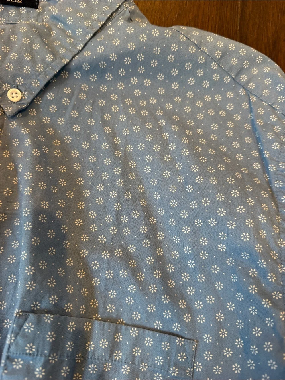 J. Crew Light Blue Floral-Print Button-Down Shirt Size XL Slim Fit - C27-176
